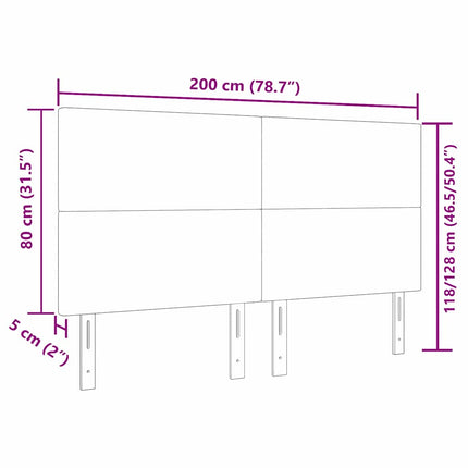 LED sengegavl med LED-lysstrimler Grågrøn 200 cm Velourstof