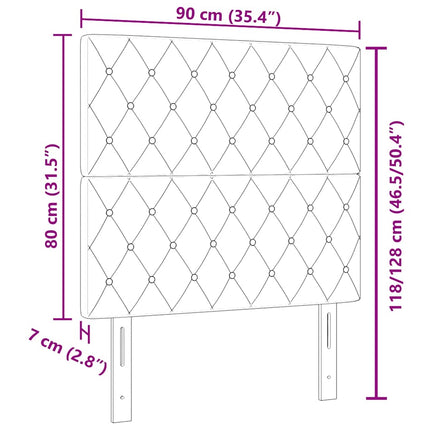 LED sengegavl med LED-lysstrimler Mørkegrå 90 cm Fløjl