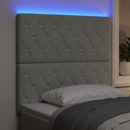 LED sengegavl med LED-lysstrimler Lysegrå 100 cm Fløjl