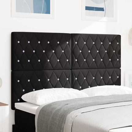 LED sengegavl med LED-lysstrimler Sort 144 cm Fløjl