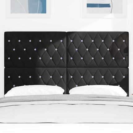 LED sengegavl med LED-lysstrimler Sort 144 cm Fløjl