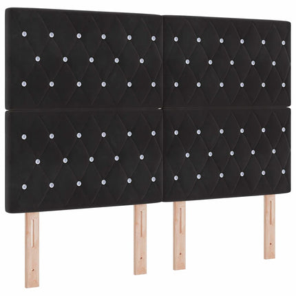 LED sengegavl med LED-lysstrimler Sort 160 cm Fløjl