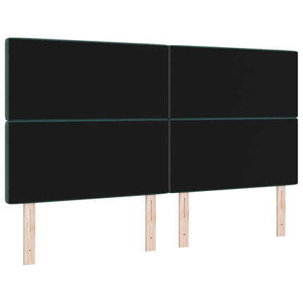 LED sengegavl med LED-lysstrimler Mørkegrøn 180 cm Fløjl