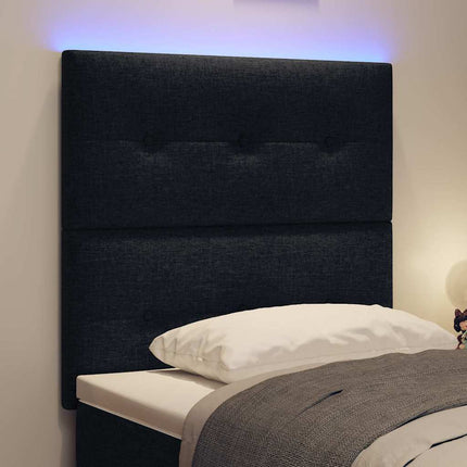 LED sengegavl med LED-lysstrimler Sort 80 cm Stof
