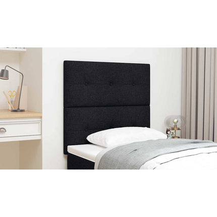 LED sengegavl med LED-lysstrimler Sort 80 cm Stof