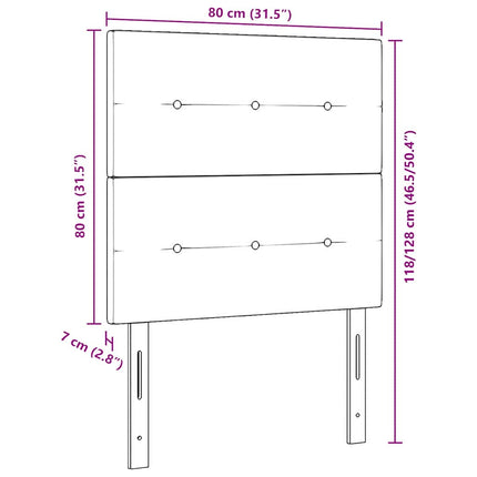 LED sengegavl med LED-lysstrimler Sort 80 cm Stof