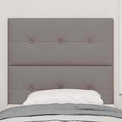 LED sengegavl med LED-lysstrimler Gråbrun 80 cm Stof