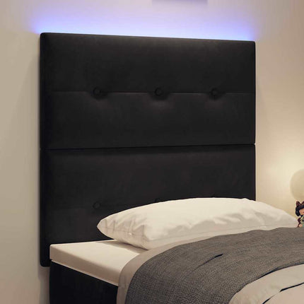 LED sengegavl med LED-lysstrimler Sort 80 cm Fløjl