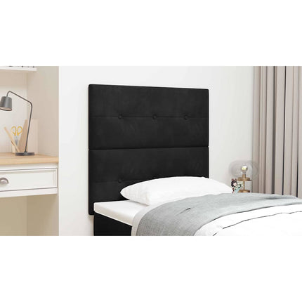 LED sengegavl med LED-lysstrimler Sort 80 cm Fløjl