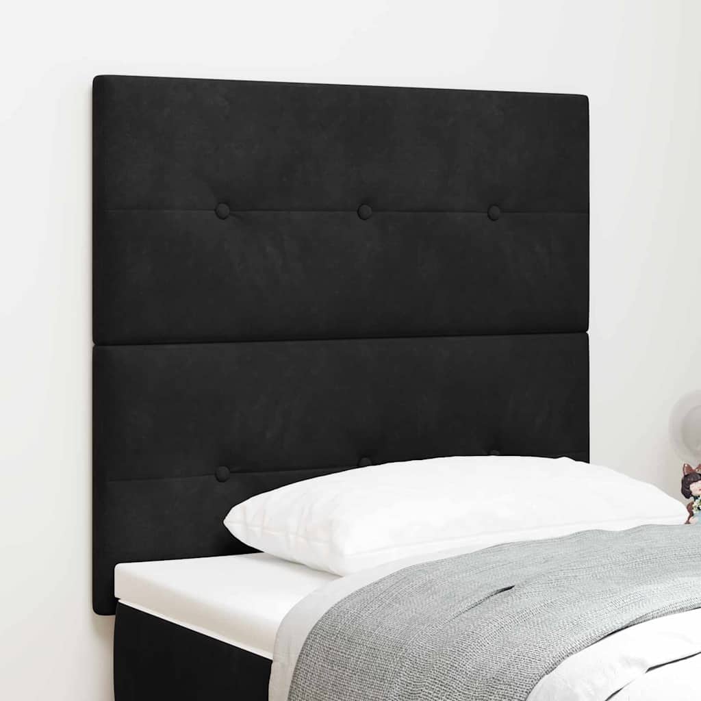 LED sengegavl med LED-lysstrimler Sort 80 cm Fløjl