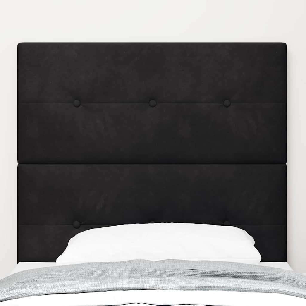 LED sengegavl med LED-lysstrimler Sort 80 cm Fløjl
