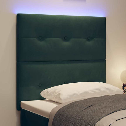 LED sengegavl med LED-lysstrimler Grøn 80 cm Fløjl
