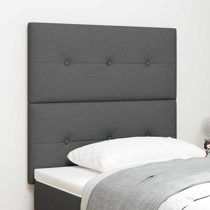 LED sengegavl med LED-lysstrimler Mørkegrå 90 cm Stof