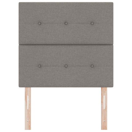 LED sengegavl med LED-lysstrimler Gråbrun 90 cm Stof