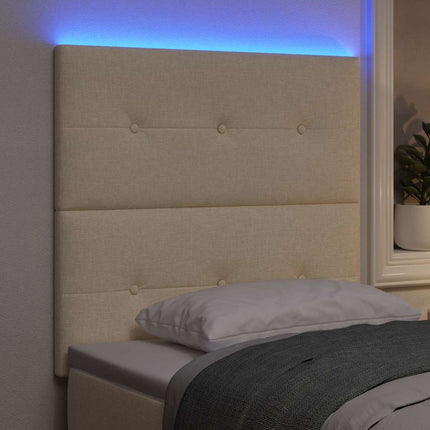 LED sengegavl med LED-lysstrimler Creme 90 cm Stof