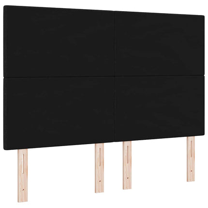 LED sengegavl med LED-lysstrimler Sort 144 cm Stof