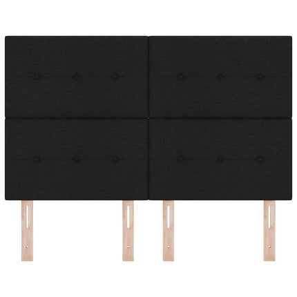 LED sengegavl med LED-lysstrimler Sort 144 cm Stof
