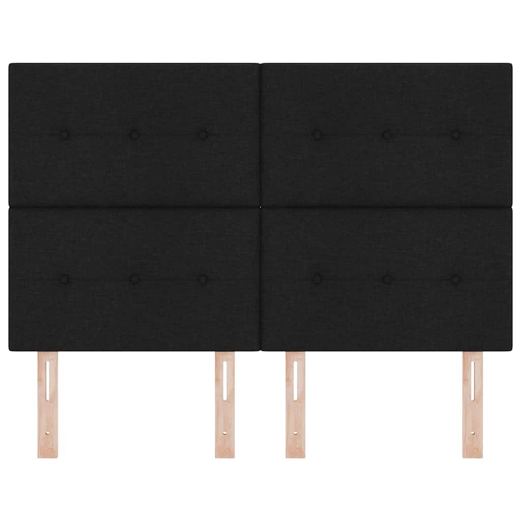 LED sengegavl med LED-lysstrimler Sort 144 cm Stof