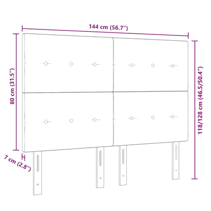 LED sengegavl med LED-lysstrimler Sort 144 cm Stof
