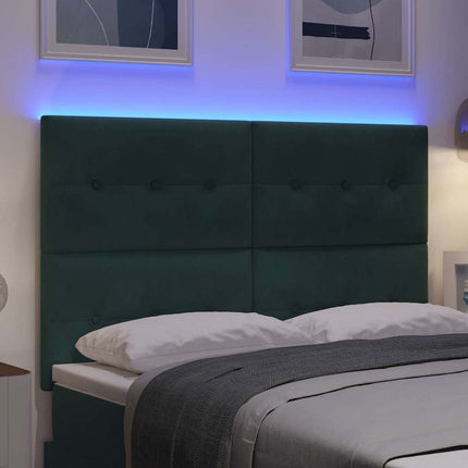 LED sengegavl med LED-lysstrimler Grøn 144 cm Fløjl