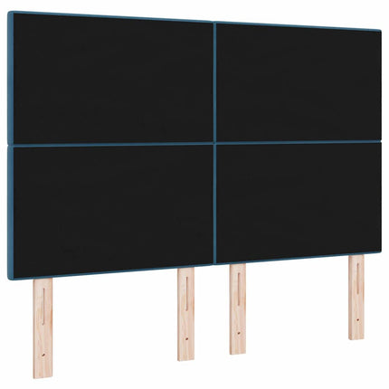 LED sengegavl med LED-lysstrimler Blå 144 cm Fløjl