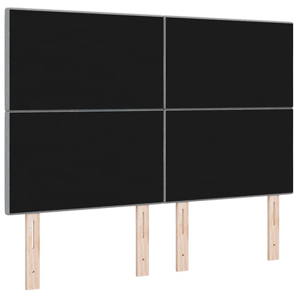 LED sengegavl med LED-lysstrimler Lysegrå 160 cm Stof