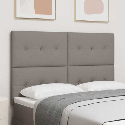 LED sengegavl med LED-lysstrimler Gråbrun 160 cm Stof