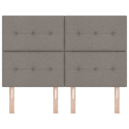 LED sengegavl med LED-lysstrimler Gråbrun 160 cm Stof