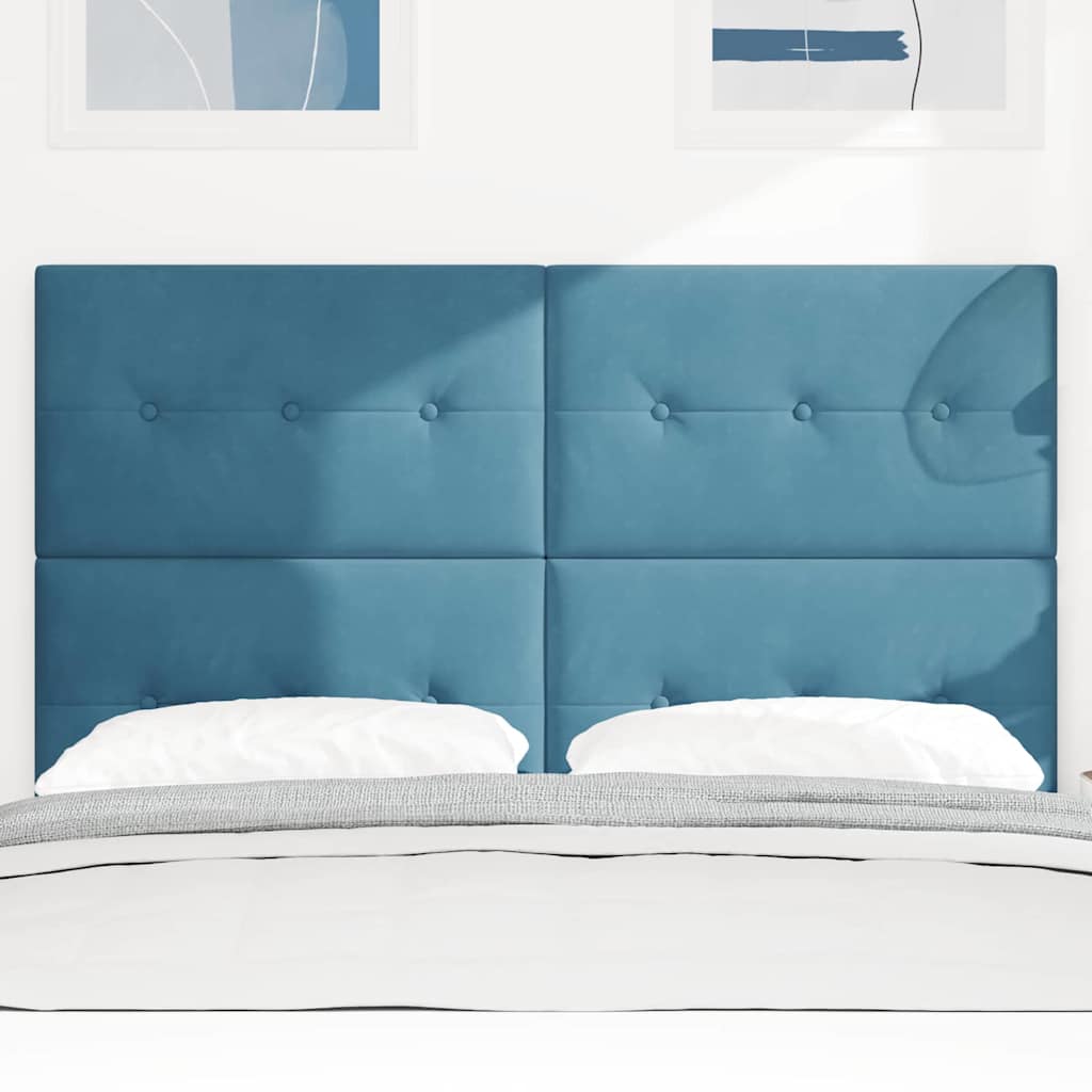 LED sengegavl med LED -strimmellys Blå 160 cm Polyester