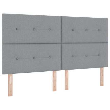 LED sengegavl med LED-lysstrimler Lysegrå 180 cm Stof