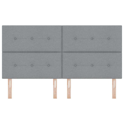 LED sengegavl med LED-lysstrimler Lysegrå 180 cm Stof
