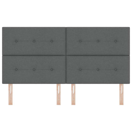 LED sengegavl med LED-lysstrimler Mørkegrå 180 cm Stof