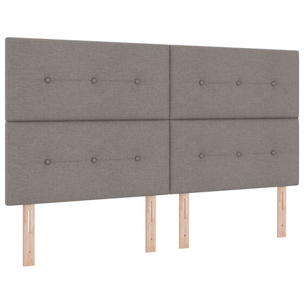 LED sengegavl med LED-lysstrimler Gråbrun 180 cm Stof
