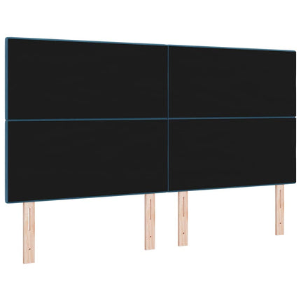 LED sengegavl med LED-lysstrimler Blå 180 cm Fløjl