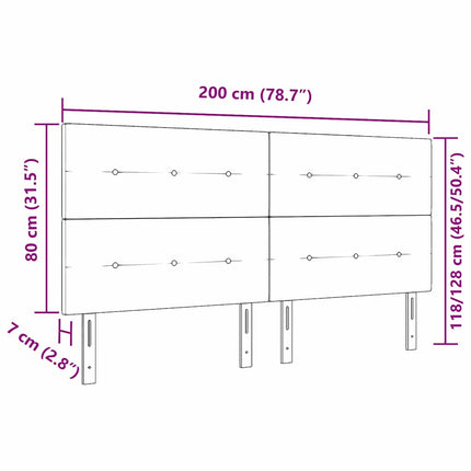 LED sengegavl med LED-lysstrimler Lysegrå 200 cm Stof