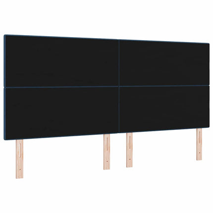 LED sengegavl med LED-lysstrimler Blå 200 cm Stof