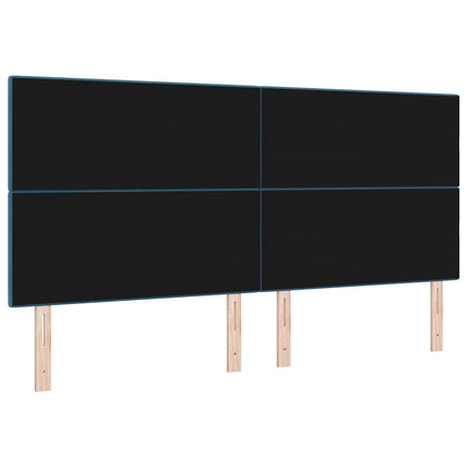 LED sengegavl med LED-lysstrimler Blå 200 cm Fløjl