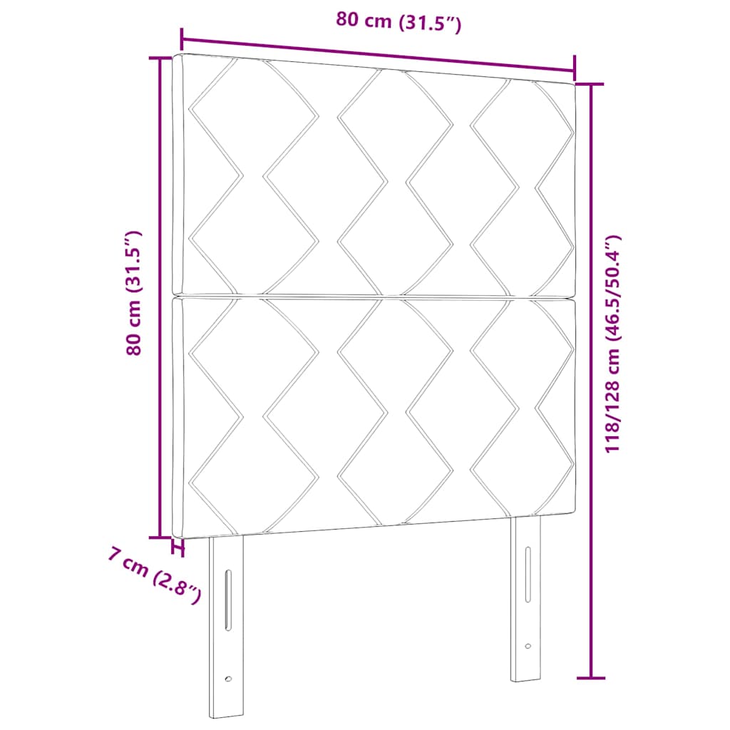 LED sengegavl Sort 80 cm Stof