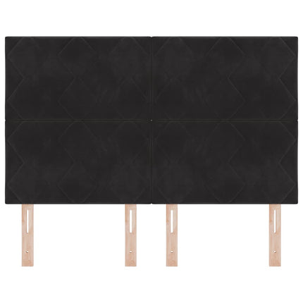LED sengegavl Sort 144 cm Fløjl