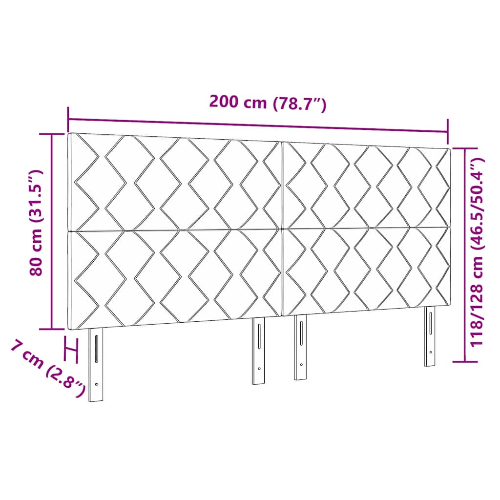LED sengegavl Blå 200 cm Stof