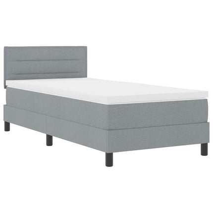 Box spring seng med hovedgærde Lysegrå 80 x 200 cm Stof