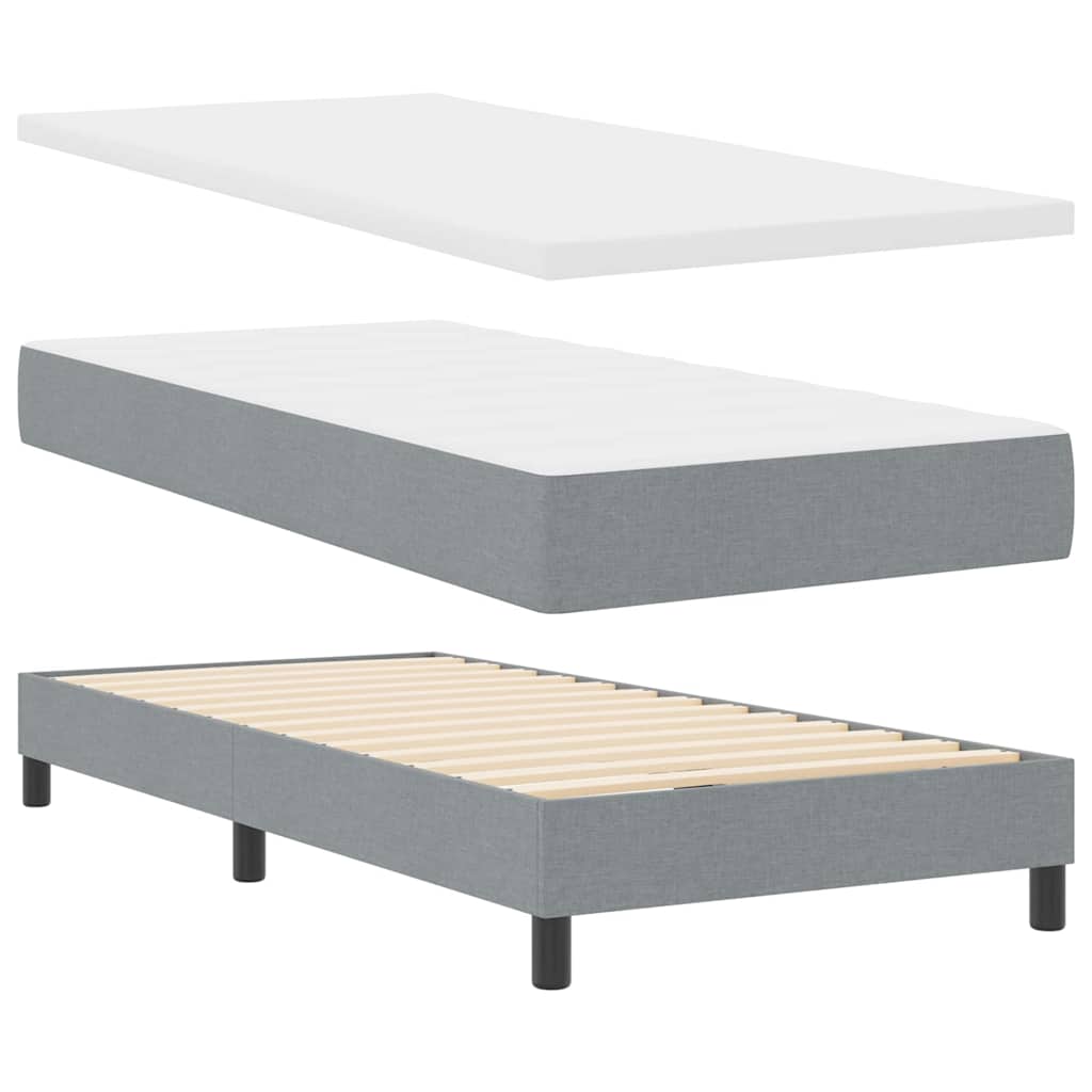 Box spring seng med hovedgærde Lysegrå 80 x 200 cm Stof