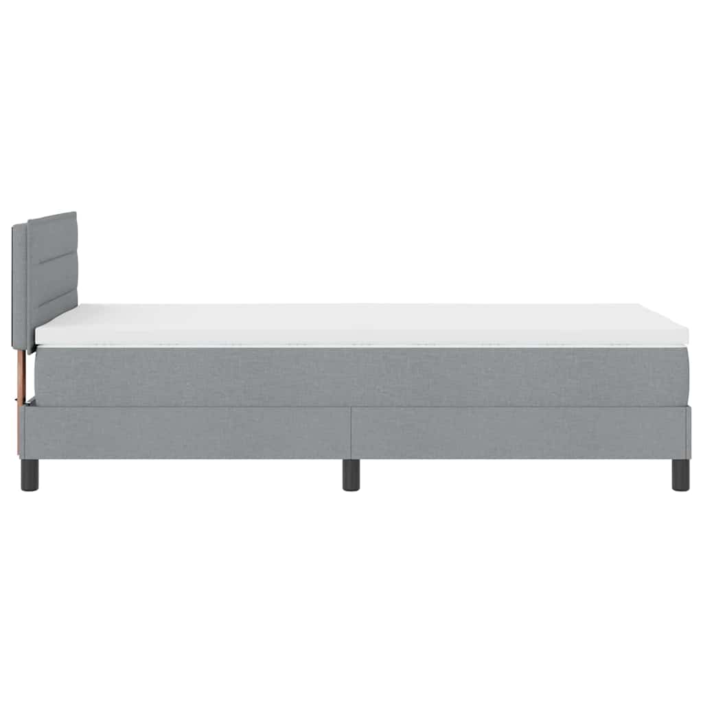 Box spring seng med hovedgærde Lysegrå 80 x 200 cm Stof