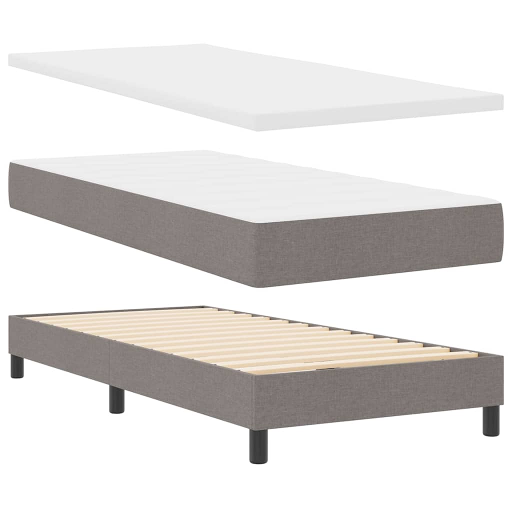 Box spring seng med hovedgærde Gråbrun 80 x 200 cm Stof