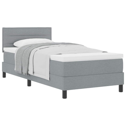 Box spring seng med hovedgærde Lysegrå 90 x 190 cm Stof