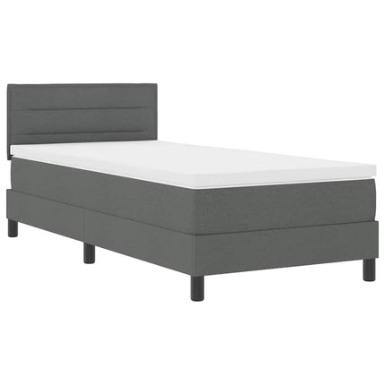 Box spring seng med hovedgærde Mørkegrå 90 x 190 cm Stof