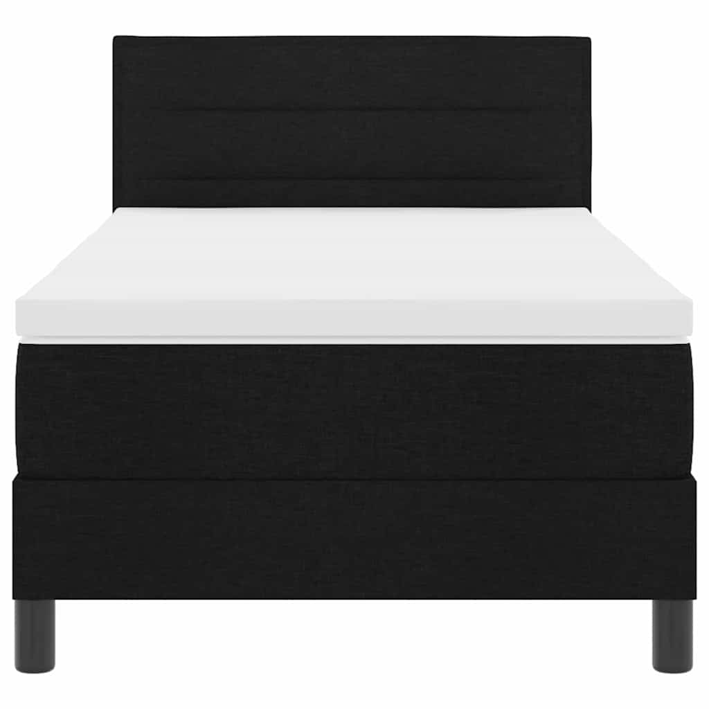 Box spring seng med hovedgærde Sort 90 x 190 cm Stof