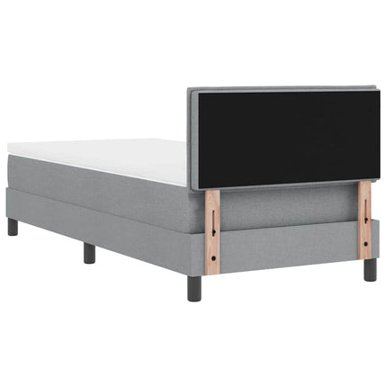 Box spring seng med hovedgærde Lysegrå 90 x 200 cm Stof