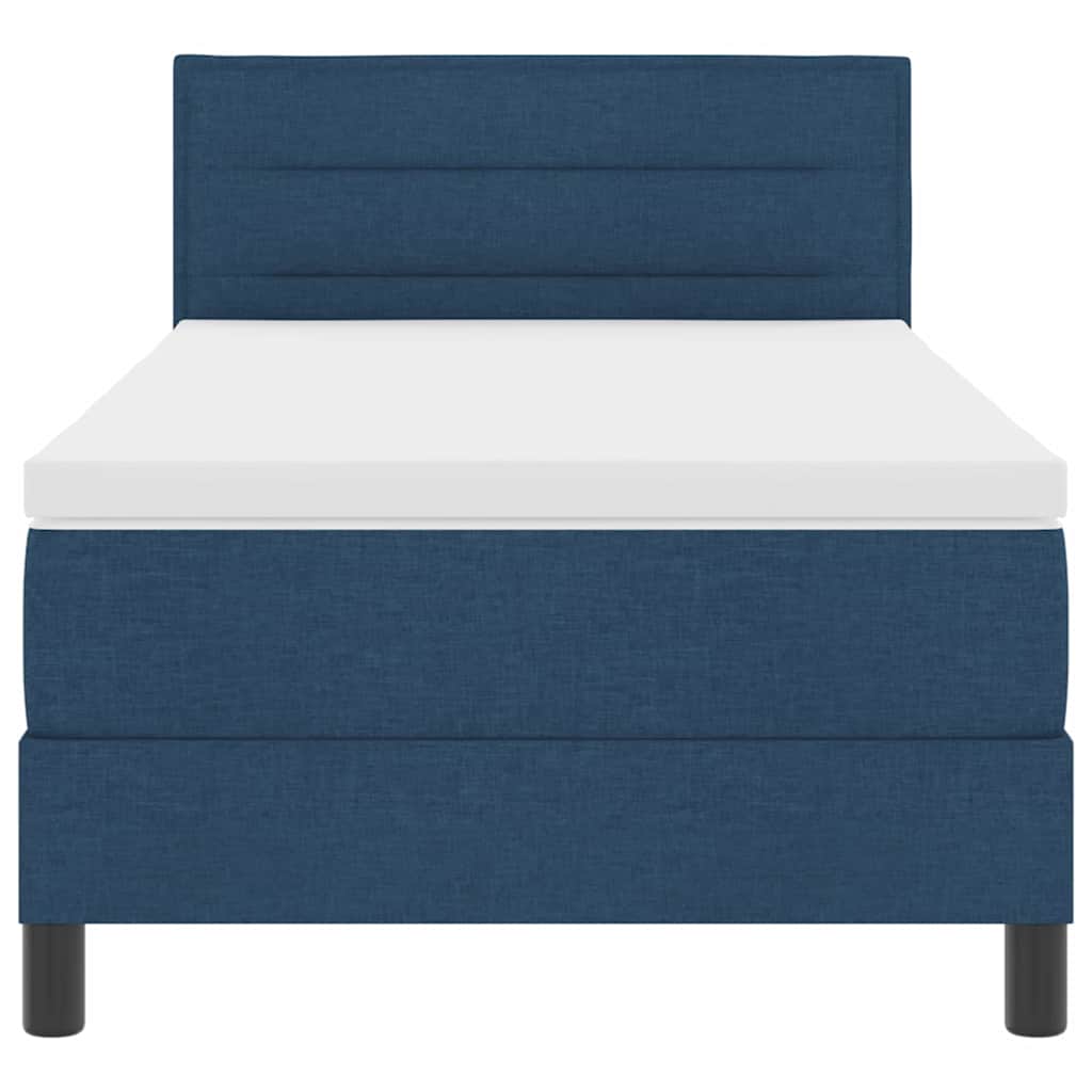 Box spring seng med hovedgærde Blå 90 x 200 cm Stof
