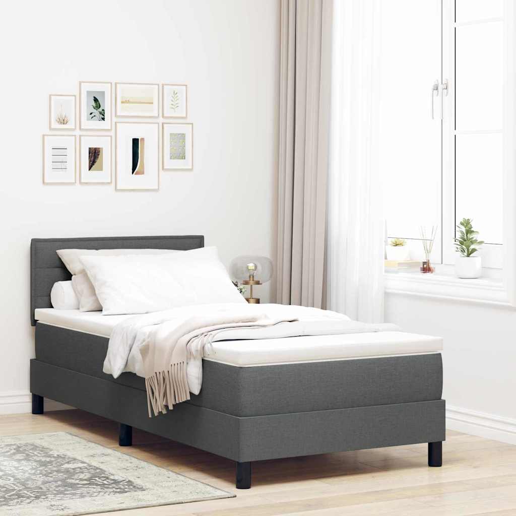 Box spring seng med hovedgærde Mørkegrå 100 x 200 cm Stof